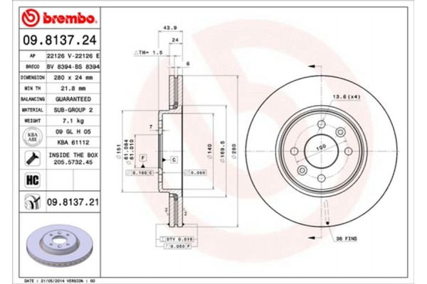 Brembo Δισκόπλακα - 09.8137.24