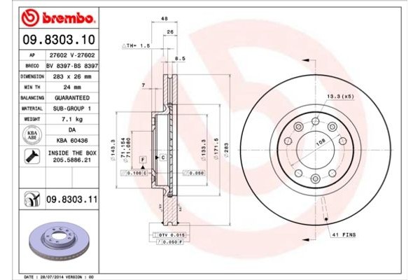 Brembo Δισκόπλακα - 09.8303.11