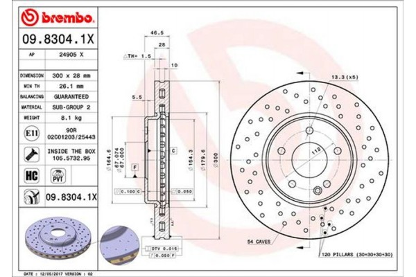 Brembo Δισκόπλακα - 09.8304.1X Brembo Δισκόπλακα - 09.8304.1X