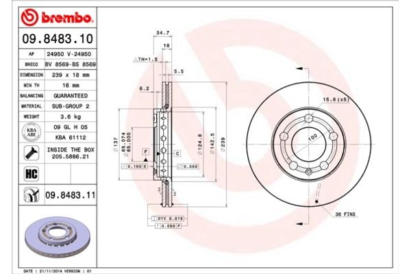 Brembo Δισκόπλακα - 09.8483.10