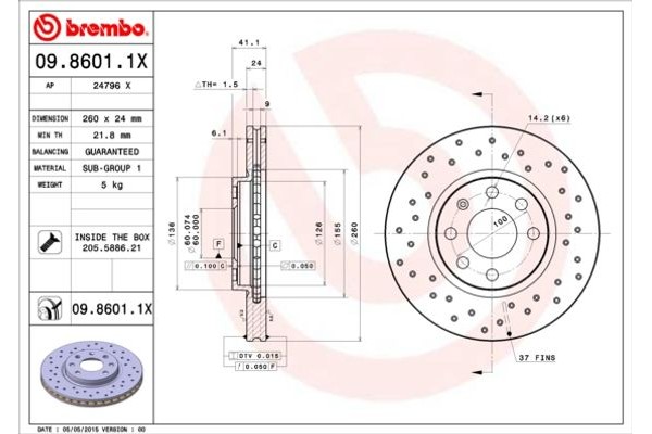 Brembo Δισκόπλακα - 09.8601.1X