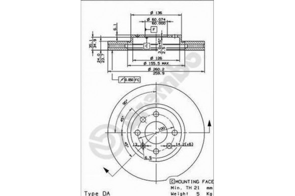 Brembo Δισκόπλακα - 09.8601.75