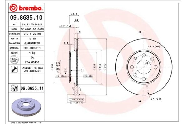 Brembo Δισκόπλακα - 09.8635.10