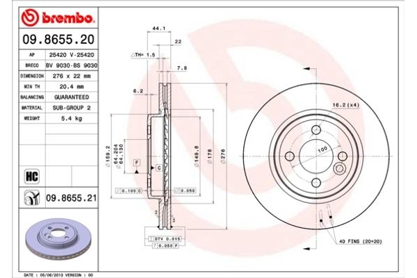 Brembo Δισκόπλακα - 09.8655.21