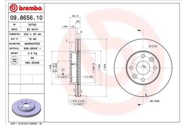 Brembo Δισκόπλακα - 09.8656.10