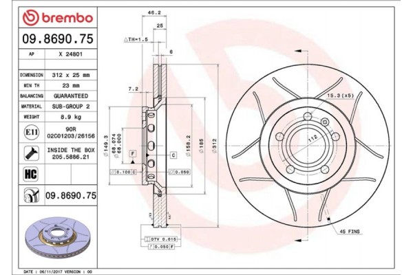 Brembo Δισκόπλακα - 09.8690.75