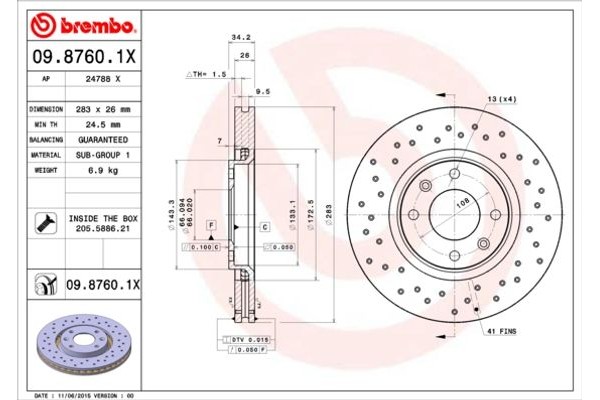 Brembo Δισκόπλακα - 09.8760.1X