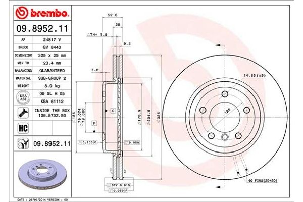 Brembo Δισκόπλακα - 09.8952.11