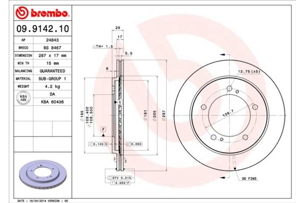 Brembo Δισκόπλακα - 09.9142.10