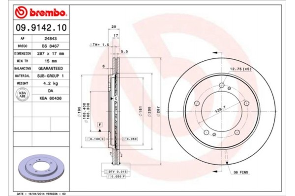 Brembo Δισκόπλακα - 09.9142.10