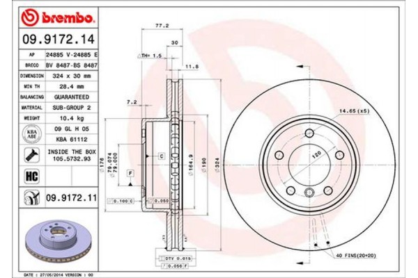 Brembo Δισκόπλακα - 09.9172.11 Brembo Δισκόπλακα - 09.9172.11
