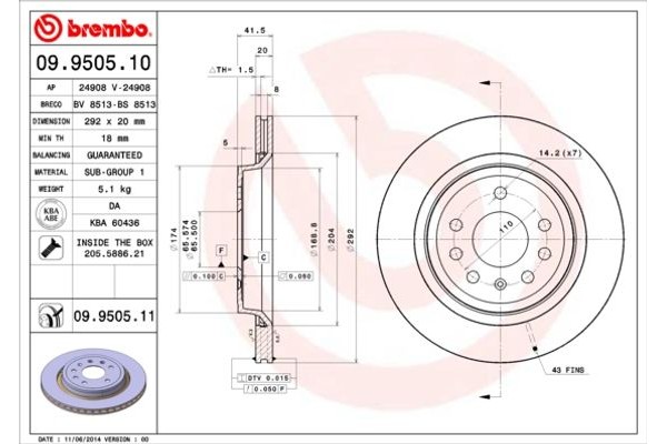 Brembo Δισκόπλακα - 09.9505.11