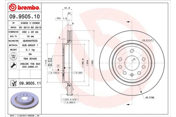 Brembo Δισκόπλακα - 09.9505.10