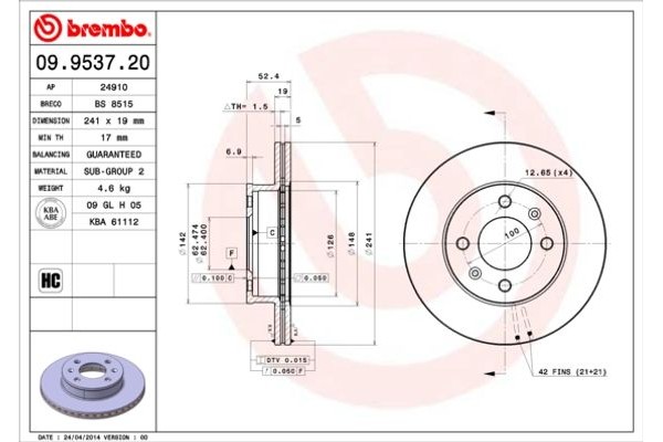 Brembo Δισκόπλακα - 09.9537.20