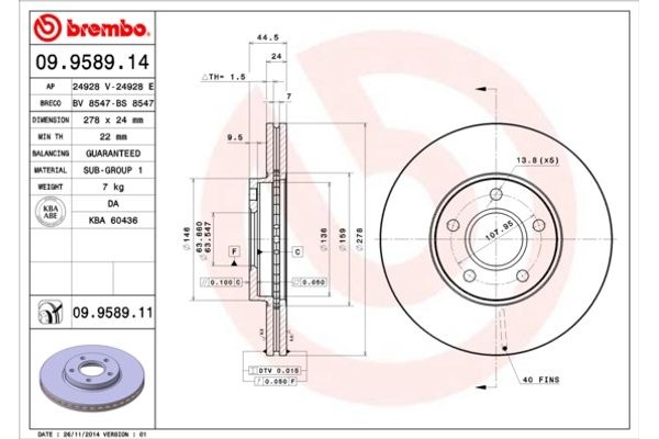 Brembo Δισκόπλακα - 09.9589.14