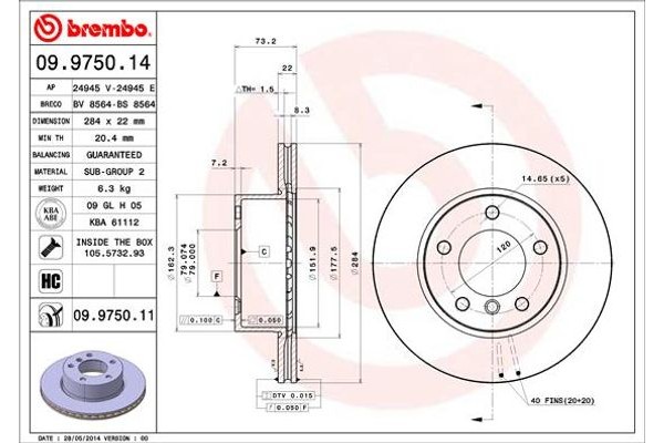 Brembo Δισκόπλακα - 09.9750.14