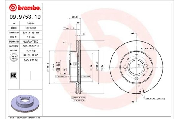 Brembo Δισκόπλακα - 09.9753.10