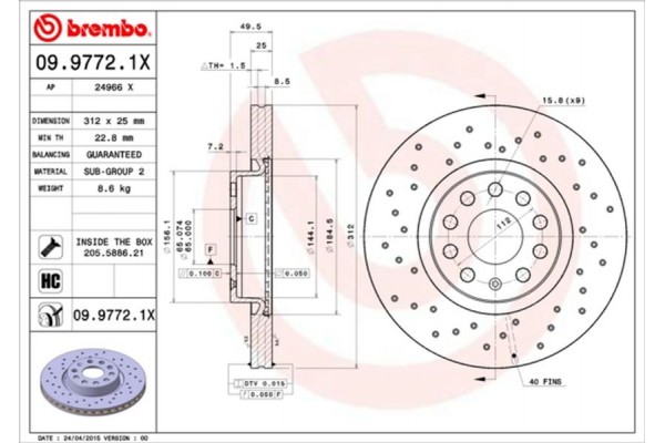 Brembo Δισκόπλακα - 09.9772.1X Brembo Δισκόπλακα - 09.9772.1X