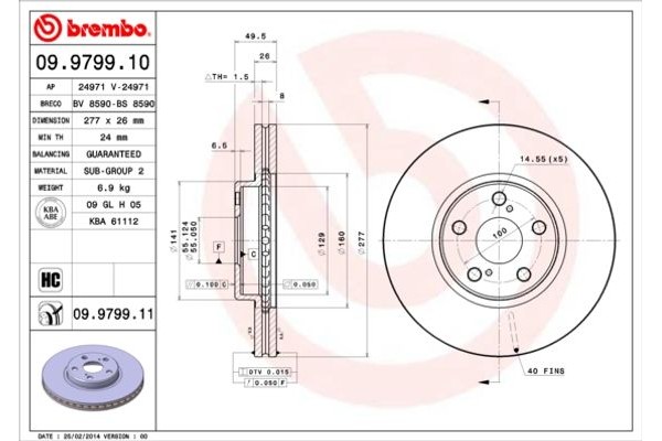 Brembo Δισκόπλακα - 09.9799.10