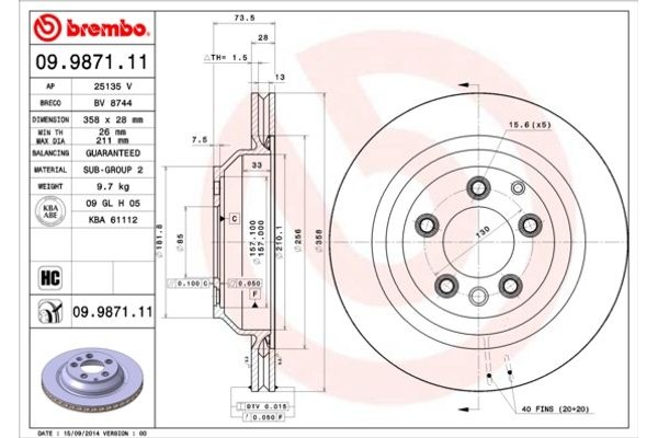 Brembo Δισκόπλακα - 09.9871.11