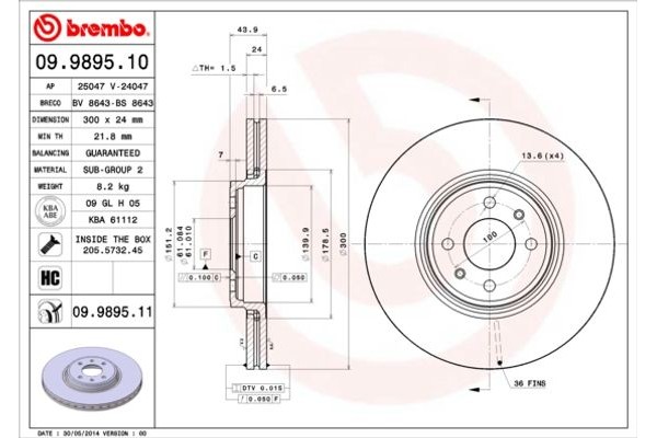 Brembo Δισκόπλακα - 09.9895.10