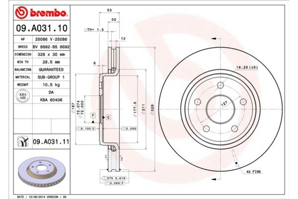 Brembo Δισκόπλακα - 09.A031.10