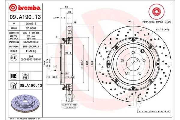 Brembo Δισκόπλακα - 09.A190.13