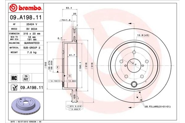 Brembo Δισκόπλακα - 09.A198.11