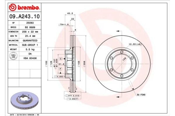 Brembo Δισκόπλακα - 09.A243.10