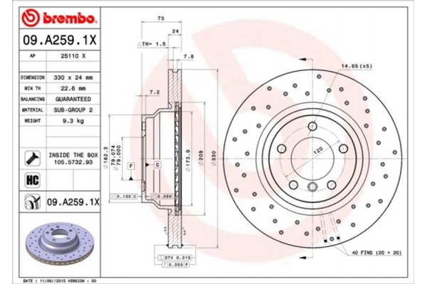 Brembo Δισκόπλακα - 09.A259.1X