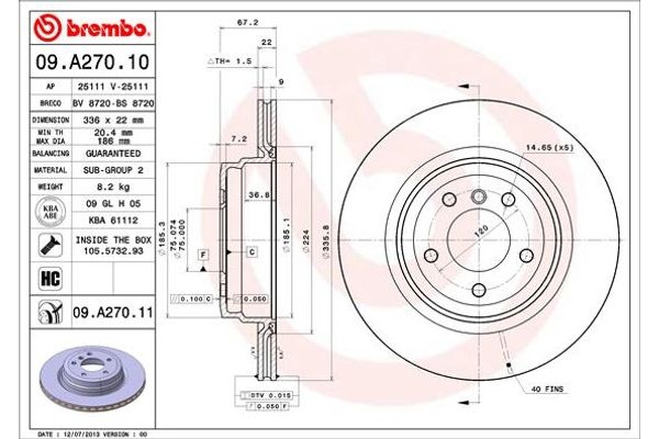 Brembo Δισκόπλακα - 09.A270.11