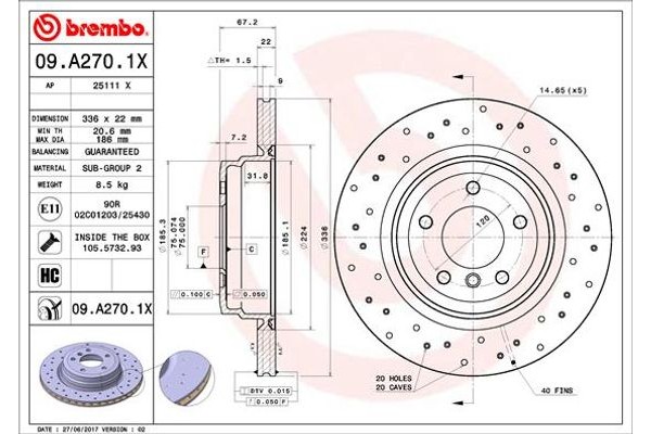 Brembo Δισκόπλακα - 09.A270.1X