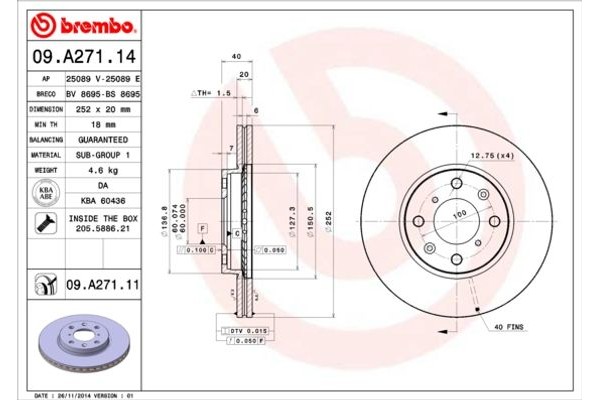 Brembo Δισκόπλακα - 09.A271.14