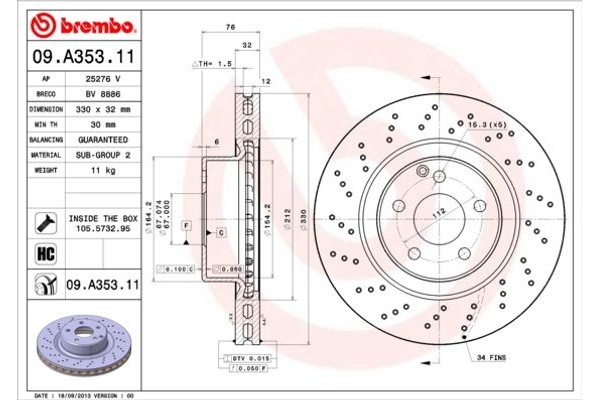 Brembo Δισκόπλακα - 09.A353.11