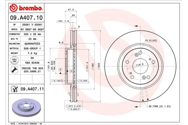 Brembo Δισκόπλακα - 09.A407.10