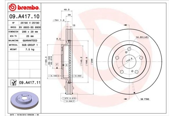 Brembo Δισκόπλακα - 09.A417.10