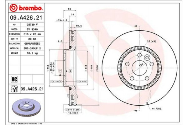 Brembo Δισκόπλακα - 09.A426.21