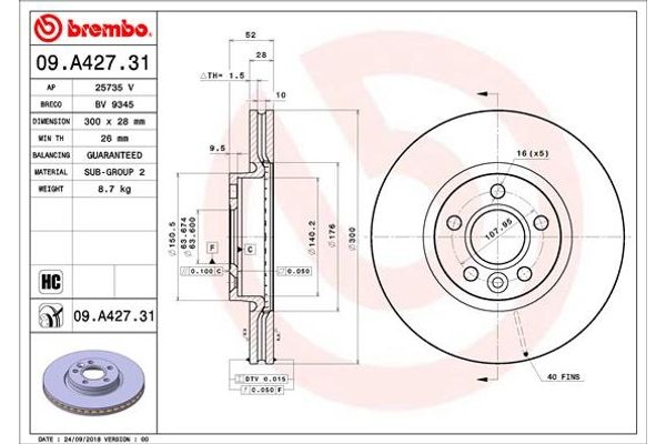 Brembo Δισκόπλακα - 09.A427.31