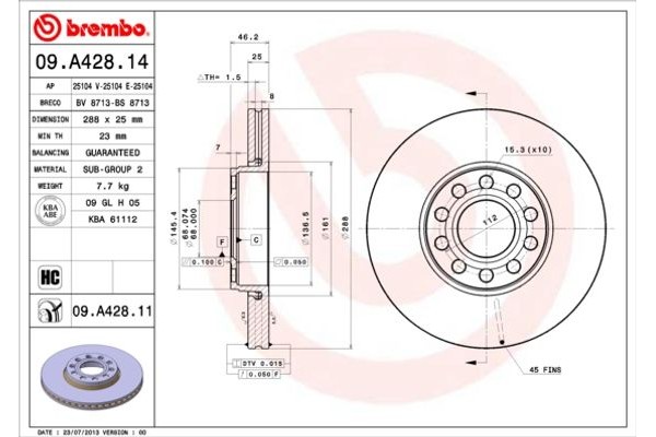 Brembo Δισκόπλακα - 09.A428.14