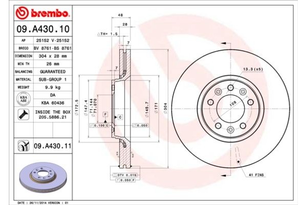 Brembo Δισκόπλακα - 09.A430.10