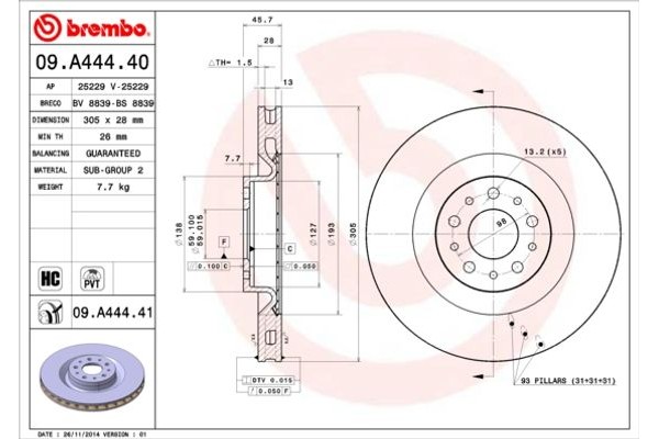 Brembo Δισκόπλακα - 09.A444.40