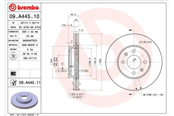 Brembo Δισκόπλακα - 09.A445.10