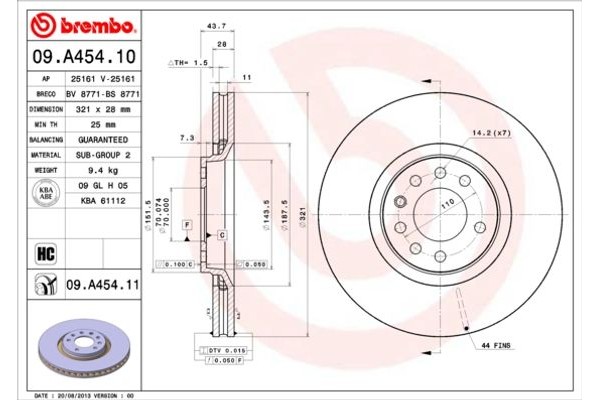 Brembo Δισκόπλακα - 09.A454.10