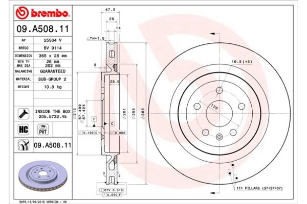 Brembo Δισκόπλακα - 09.A508.11