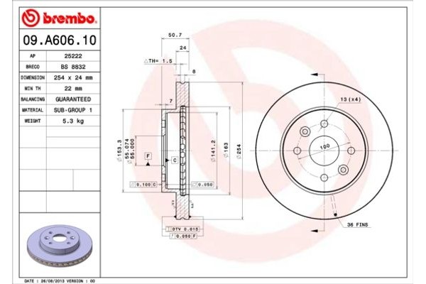 Brembo Δισκόπλακα - 09.A606.10