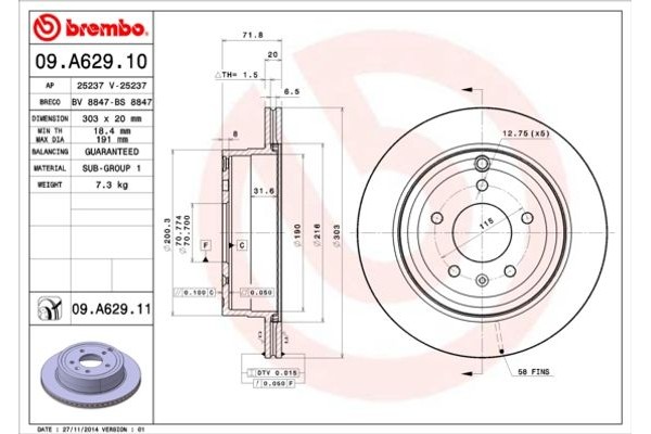 Brembo Δισκόπλακα - 09.A629.10