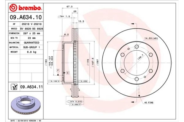 Brembo Δισκόπλακα - 09.A634.10