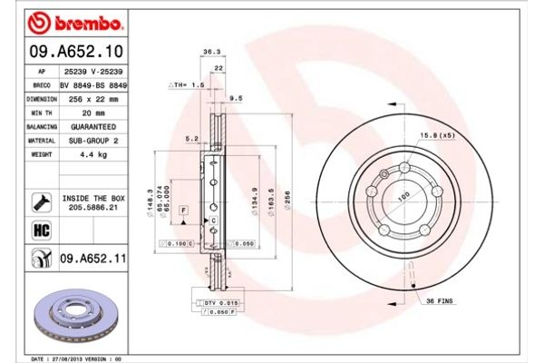 Brembo Δισκόπλακα - 09.A652.11