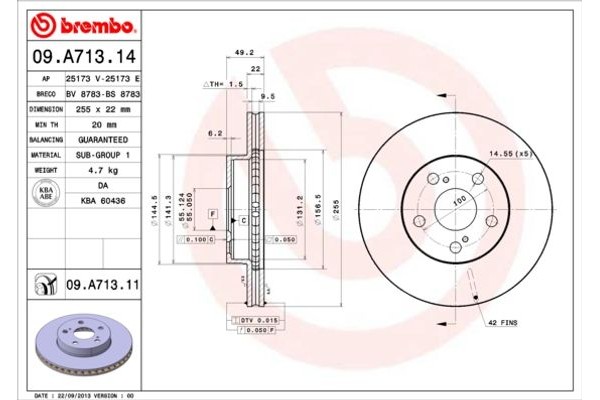 Brembo Δισκόπλακα - 09.A713.14