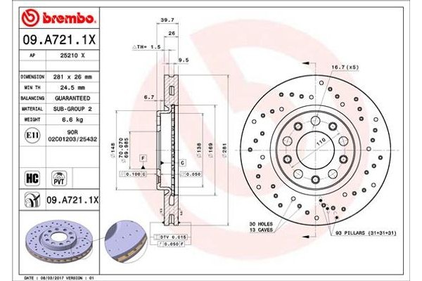 Brembo Δισκόπλακα - 09.A721.1X